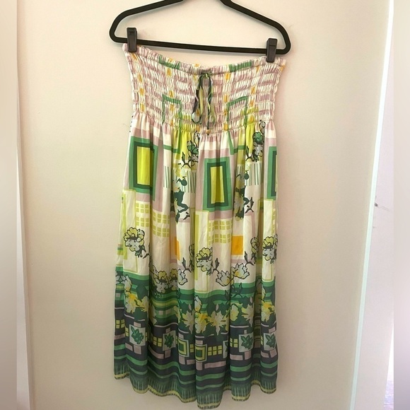 Lapis Dresses & Skirts - LAPIS Anthropologie Strapless Silky Geometric Print Dress Size 1X